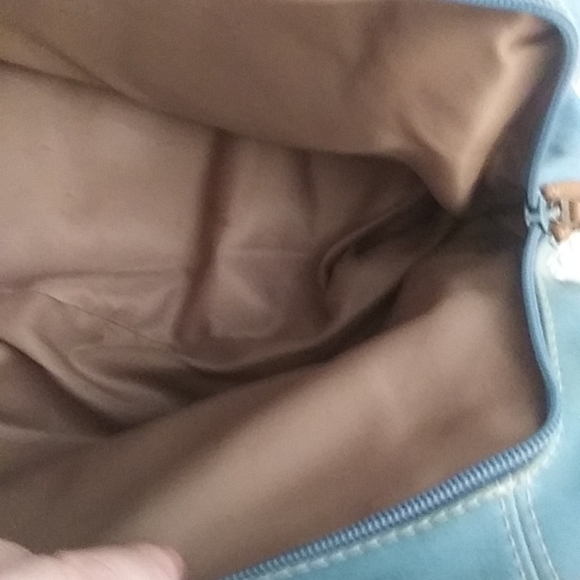 9 west accessories light blue with natural tan accents lined in tan material - Picture 5 of 12